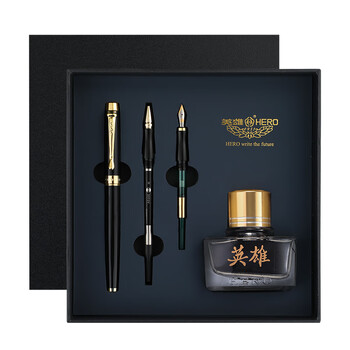 英雄(HERO)【热门商品】钢笔 礼盒【韶华系列】钢笔/宝珠/美工商务钢笔高端节日礼物墨水套装黑色 英雄(HERO)【热门商品】钢笔 礼盒【韶华系列】钢笔/宝珠/美工商务钢笔高端节日礼物墨水套装黑色