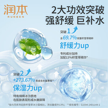 润本积雪草舒缓冰沙霜50g儿童面霜夏季芦荟胶清爽保湿晒后舒缓补水