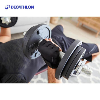 迪卡侬（DECATHLON）健身手套男女半指耐磨手套排湿除汗手黑色M4066972