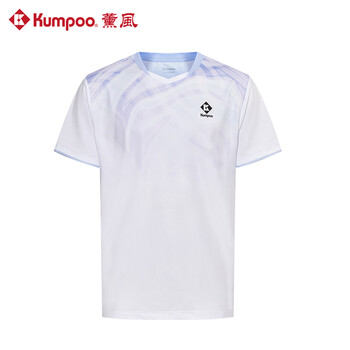 薰风（KUMPOO）羽毛球服短袖赛事系列速干透气熏风比赛球服KW-4107 男款浅紫 4XL