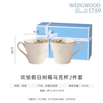 Wedgwood欢愉假日树莓马克杯对杯  立体浮雕陶瓷杯300ml
