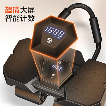 京东京造 黑武士四轮智能精准计数健腹轮 自动回弹腹肌轮 健身器卷腹训练