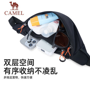 骆驼（CAMEL）户外多功能运动腰包健身跑步手机小包 575B63L5034 幻影黑 均码