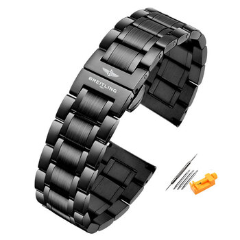 官方旗舰百年灵表带原装钢带航空计时1级海洋文化复仇者黑鸟精钢链