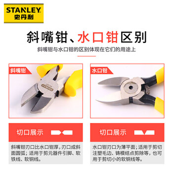 史丹利(STANLEY)黑色双塑柄水口钳5英寸工业级家用电工钳模型剪84-134-23 史丹利(STANLEY)黑色双塑柄水口钳5英寸工业级家用电工钳模型剪84-134-23