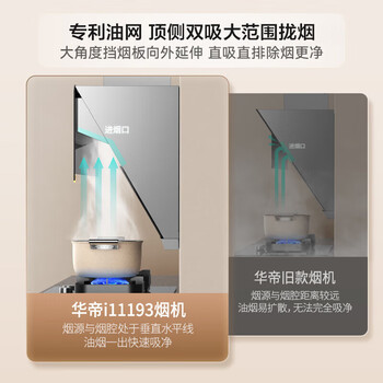 华帝抽油烟机官方变频顶侧双吸家用侧吸式24风量大吸力自动清洗脱排油烟机 i11193