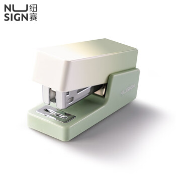 纽赛（NUSIGN）迷你订书机省力学生办公轻巧便携钢制耐用TPE防滑赠830枚钉抹苔绿NS083A3C
