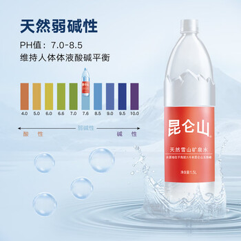 昆仑山饮用天然雪山矿泉水 含锶弱碱性 1.5L*6瓶 整箱装 高端矿泉水