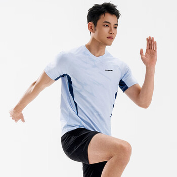 KAWASAKI川崎羽毛球服男款速干透气训练服V领运动服短袖透气 蓝色 2XL KAWASAKI川崎羽毛球服男款速干透气训练服V领运动服短袖透气 蓝色 2XL