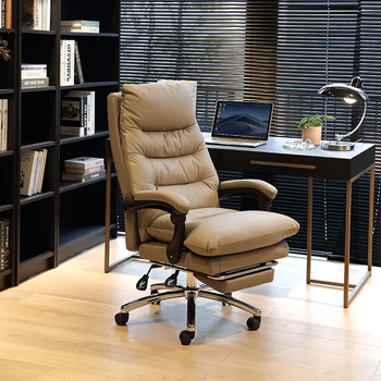 顾全老板椅可躺电脑椅办公椅午休真皮家用人体工学大班椅C533咖皮