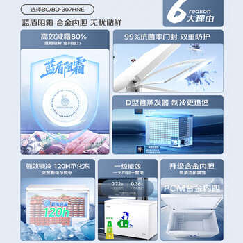 澳柯玛（AUCMA）307升单温冷柜家用减霜大冰柜 冷藏柜冷冻柜转换卧式冰箱雪糕柜一级能效 BC/BD-307HNE 