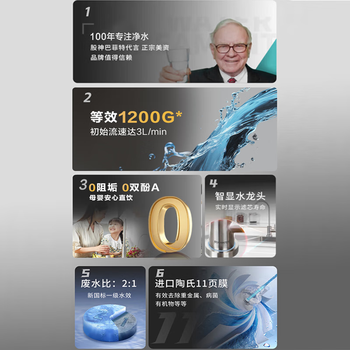 怡口净水（ECOWATER）净水器家用0阻垢剂0双酚A母婴厨下等效1200G纯水直饮净饮机陶氏RO膜反渗透ERO152-3