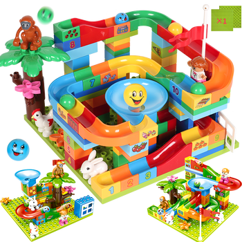 3-6周岁儿童男孩女孩益智玩具 百变丛林穿越滑道(3变)196颗粒送恐龙