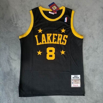 騰讯体育nba官方旂舰店同款nba刺绣篮球服湖人8号4星黑色球衣运动休闲