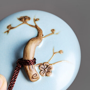 茶艺贵族梅花雁(天青)茶叶罐中式大号陶瓷储茶罐密封罐茶罐功夫茶具配件