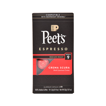 Peet's Coffee皮爷 peets胶囊咖啡 强度9 醇黑奶香咖啡53g(10*5.3g)法国进口 Peet's Coffee皮爷 peets胶囊咖啡 强度9 醇黑奶香咖啡53g(10*5.3g)法国进口