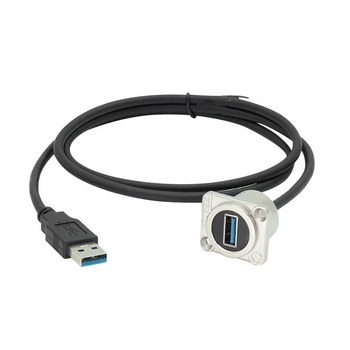 正鑫远  数据信号D型带线模块插座圆型 直通接线头10开孔22mmSHDMI圆型HDMI母对公】银色0.15米