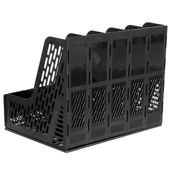 得力（deli）五联镂空文件框9838 桌面栏书立架档案收纳盒带标签资料文件置物架书本资料收纳神器 黑色