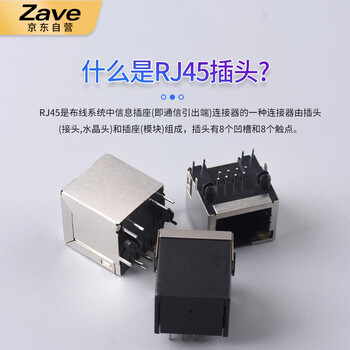 ZAVE RJ45网络插座接口 5224 立式 180度 全塑（2只）