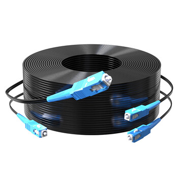 互宽 入户光纤网线室内外光纤跳线成品光缆 室内蝶形引入光缆 2芯成品皮线光纤 单模双纤SC-SC口 黑色 50米