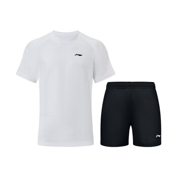 李宁（LI-NING）乒乓球服短袖男女比赛服速干训练套装运动服两件装 白色 3XL 