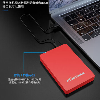 黑甲虫 (KINGIDISK) 1TB USB3.0 移动硬盘 H系列 2.5英寸 中国红 简约便携 商务伴侣 内置加密软件 X6100