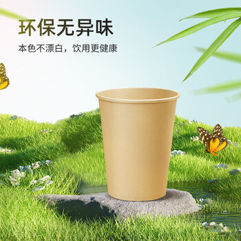 特美居（temeiju）一次性纸杯加厚防烫饮料杯子商务办公茶杯环保本色水杯270ml*50只