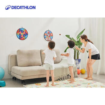 迪卡侬儿童粘粘球玩具黏黏球室内飞镖靶盘亲子吸盘球-炫彩几何-4327787