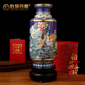 景泰蓝铜花瓶- 京东