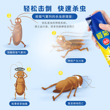 榄菊【大容量 有效驱灭杀18种害虫等】速杀型气雾剂600ml