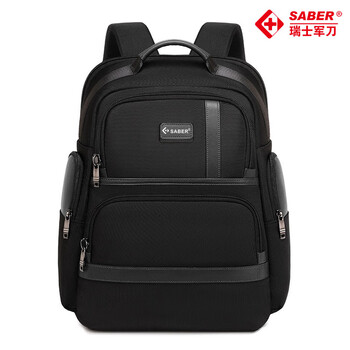 SABER2025新款瑞士军刀双肩包SA2520男士双肩包户外出行大容量旅行包 黑色 10英寸