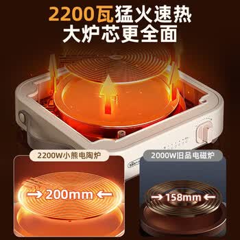 小熊ZMD安心系列电磁炉电陶炉 小型电磁灶 家用不挑锅具6档火力爆炒 围炉煮茶 DTL-D22R1+烤盘烤网