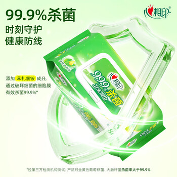 心相印99.9%杀菌卫生湿巾消毒80片3大包（包装）