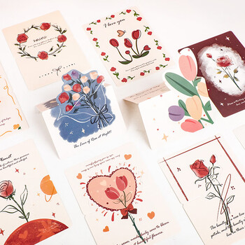 得印（befon）3D贺卡明信片手写贺卡小卡片圣诞节日祝福卡片表白节日生日卡片仪式感diy立体玫瑰花折卡30张4268