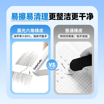 晨光(M&G)文具橡皮擦无屑干净小学生专用铅笔橡皮 白色六角夹心橡皮5个装 AXP963RW