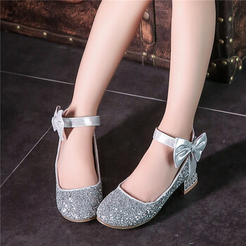 2019春季新款春秋季儿童表演出模特走秀皮鞋2018新款水晶女童鞋高跟