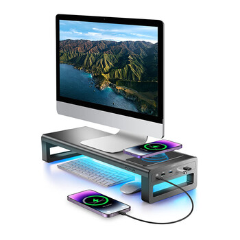 鹿为电脑显示器增高架台式屏幕抬高底座多功能支架RGB电竞桌搭桌面键盘笔记本支架 顶配版ZGJ531-JD