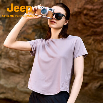 JEEP吉普女式短袖T恤衫J522084502红豆粉尺码可选M-9XL下单备注尺码