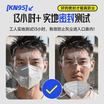 佳睦 KN95头戴式防尘口罩工业防尘50枚独立装透气打磨粉尘活性炭带阀