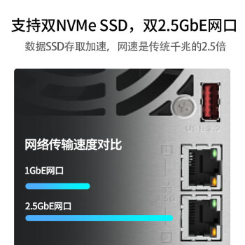 威联通（QNAP）TS-464C 宇宙魔方四核心处理器家用网络存储服务器NAS内置双M.2插槽AI个人私有云（453Dmini升级）