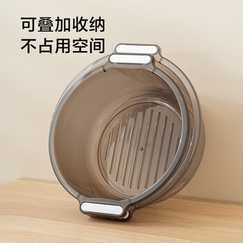京东京造巨厚实中号双耳盆 透明加厚塑料盆脸盆泡脚盆洗衣盆洗漱盆
