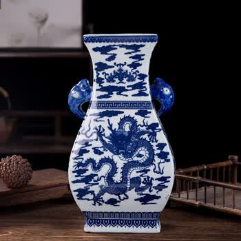 青花龙纹双耳瓶品牌及商品- 京东