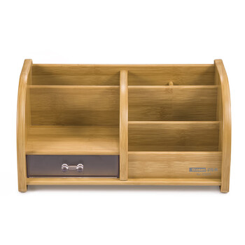 金隆兴多功能木质笔筒摆件 办公桌创意ins风简约桌面置物大容量办公文具用品抽屉 C2031