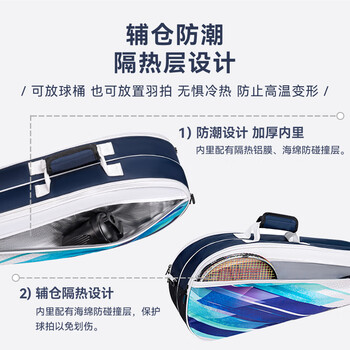 京东京造 【限时特惠】羽毛球包网球包 大容量多功能男女手提包球拍包 蓝