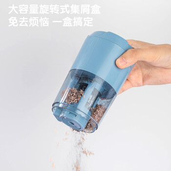 得力（deli）电动削笔机 双电源卷笔刀削笔器按压半自动排断芯转笔刀削笔刀 儿童学生文具考试生日开学礼物蓝色
