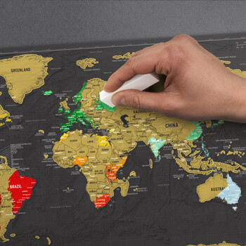 刮刮世界地图黑金旅游足迹无框装饰画创意新奇礼品 普通版超大号(119*