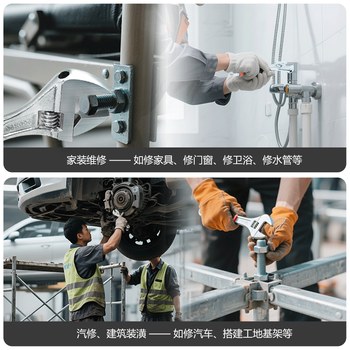 金士盾（King'sdun）活动扳手10寸多功能工业级大开口万用活口卫浴工具防滑锈套柄扳子