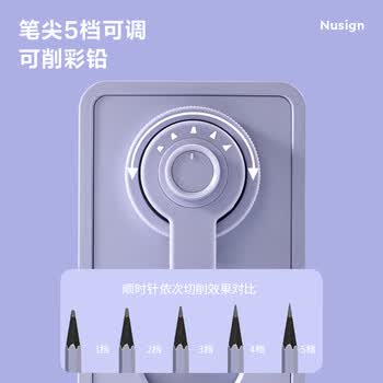 纽赛（NUSIGN）5档自动进笔手摇卷笔刀削笔机/铅笔削笔器/削笔刀 灰 NS077-S【热门商品】得力旗下高端品牌