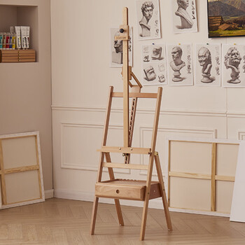 美迪恩抽屉式前倾油画架木质箱体画架美术生专用支架素描画板架画画4K成人榉木绘画展示架