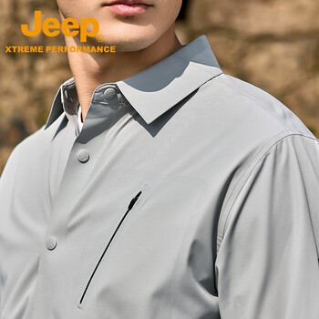 JEEP吉普男式长袖衬衫J512094601月影灰尺码可选M-5XL下单备注尺码